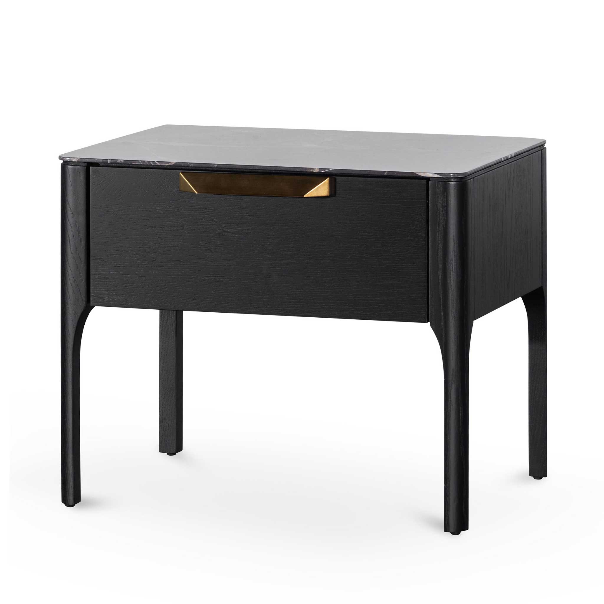 Allison Bedside Table - Black with Porcelain Marble Top Bedside Table Century-Core
