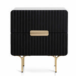 Ex Display - Erwin Matte Black Bedside Table - Brass Legs and Handle Bedside Table Iggy-Core   