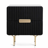 Ex Display - Erwin Matte Black Bedside Table - Brass Legs and Handle Bedside Table Iggy-Core   