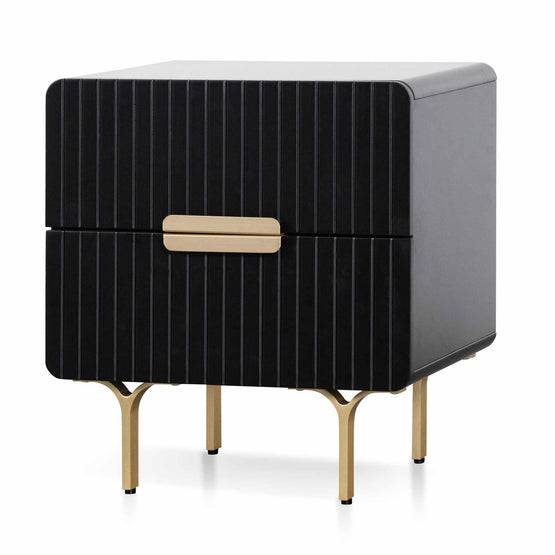 Erwin Matte Black Bedside Table - Brass Legs and Handle Bedside Table IGGY-Core   