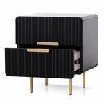 Ex Display - Erwin Matte Black Bedside Table - Brass Legs and Handle Bedside Table Iggy-Core   