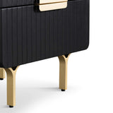 Ex Display - Erwin Matte Black Bedside Table - Brass Legs and Handle Bedside Table Iggy-Core   