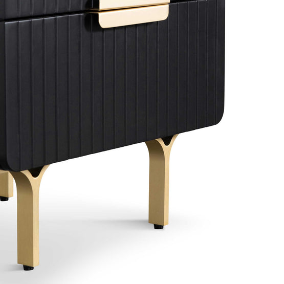 Erwin Matte Black Bedside Table - Brass Legs and Handle Bedside Table IGGY-Core   