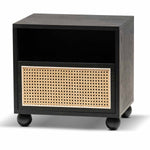 Haley Wooden Side Table with Rattan Front - Black ST6773-KD
