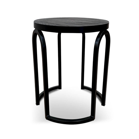 Hardin Oak Side Table - Full Black Side Table Nicki-Core   