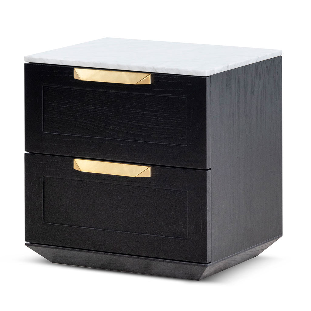 Nelda Bedside Table - Black with Marble Top Bedside Table Century-Core