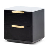 Nelda Bedside Table - Black with Marble Top Bedside Table Century-Core   
