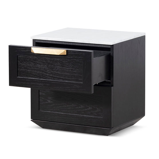Nelda Bedside Table - Black with Marble Top Bedside Table Century-Core   