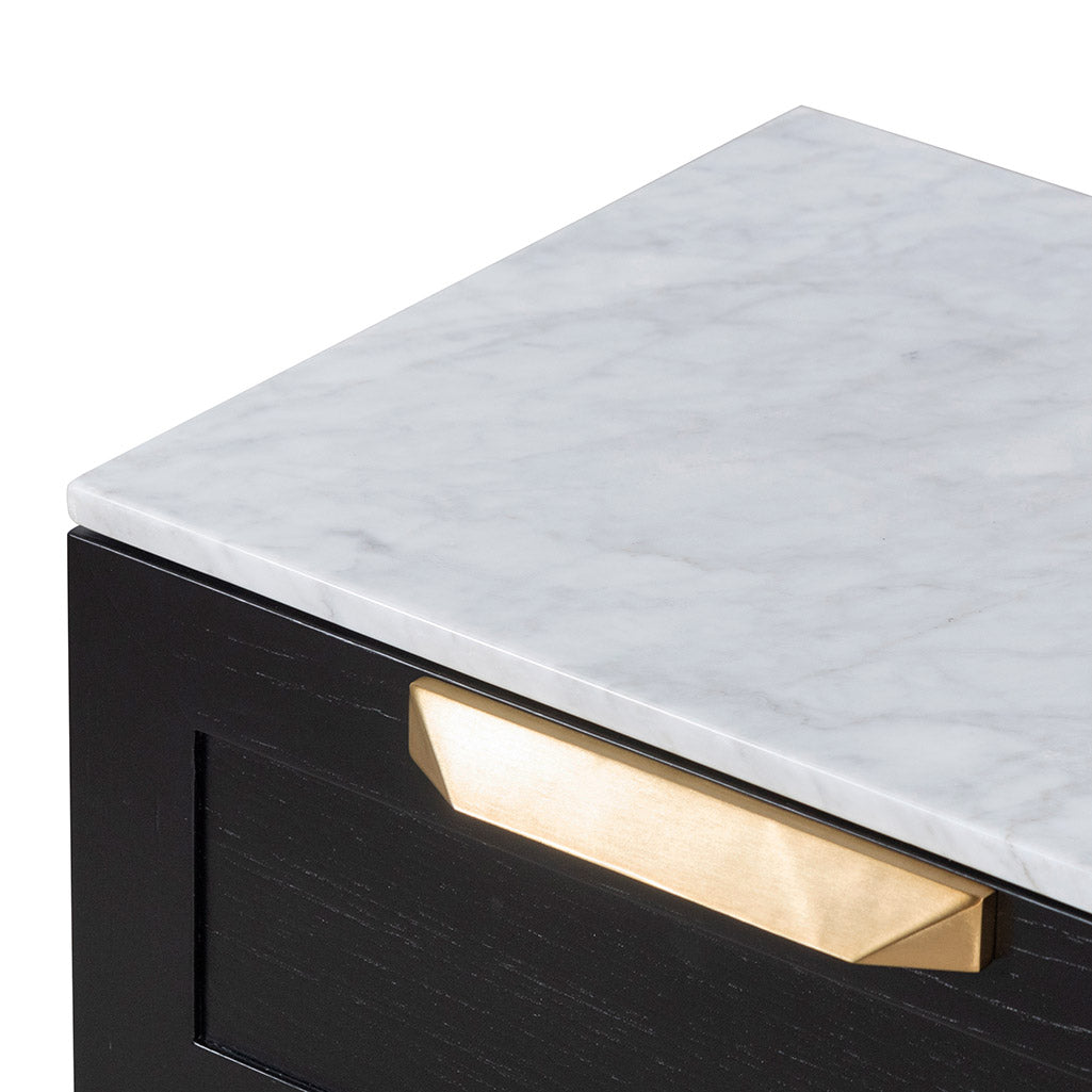 Nelda Bedside Table - Black with Marble Top Bedside Table Century-Core   