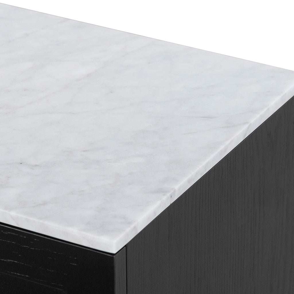 Nelda Bedside Table - Black with Marble Top Bedside Table Century-Core   