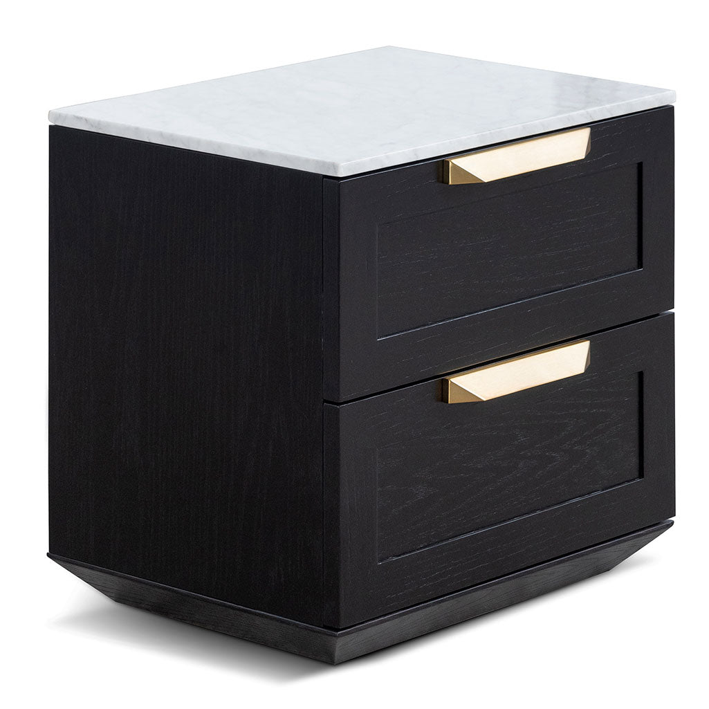 Nelda Bedside Table - Black with Marble Top Bedside Table Century-Core   