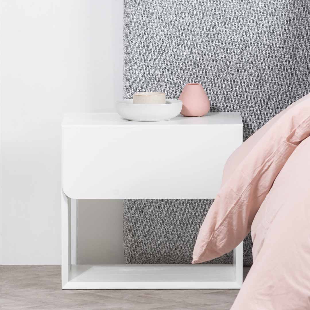 White Ribbed Rounded Bedside Table Perth White Bedside Tables Australia | Interior Secrets