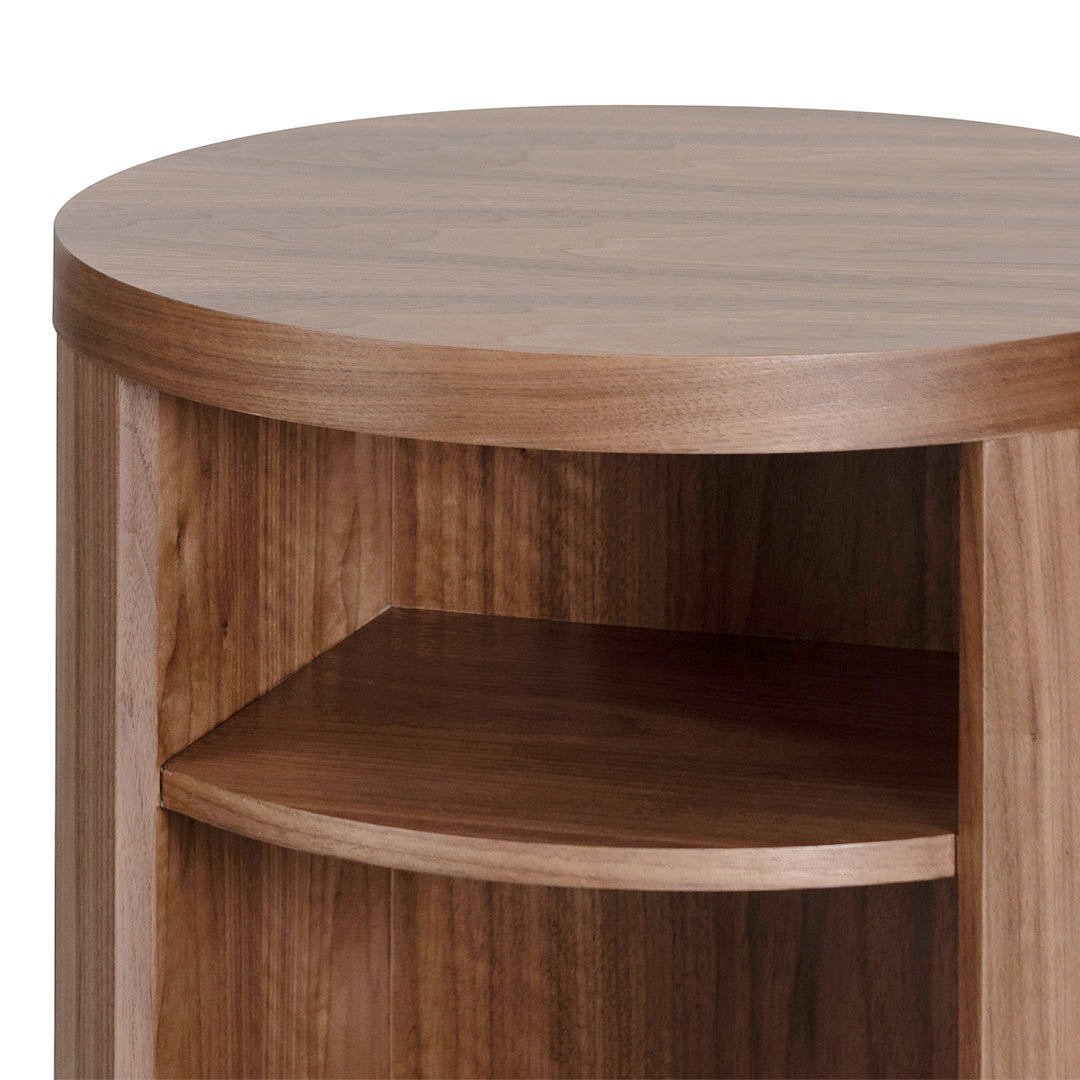 Honigold Round Wooden Bedside Table - Walnut Bedside Table Better B-Core   