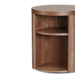 Honigold Round Wooden Bedside Table - Walnut | Interior Secrets
