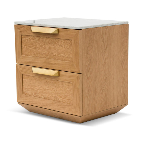 Nelda Bedside Table Natural with Marble Top Interior Secrets