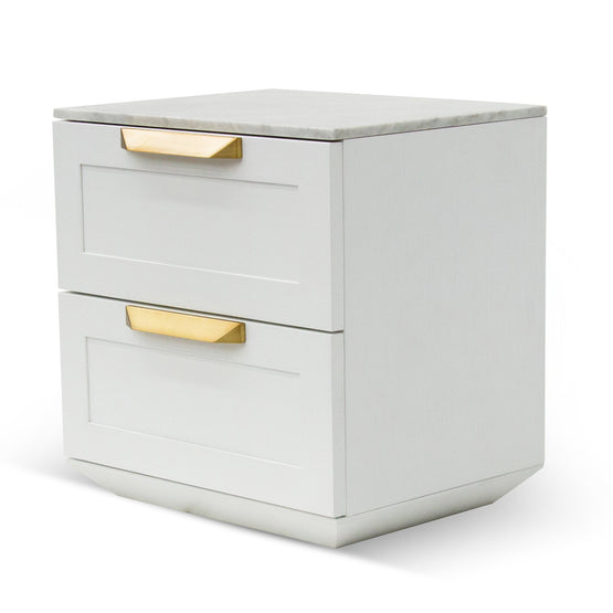 Nelda Bedside Table White with Marble Top Interior Secrets