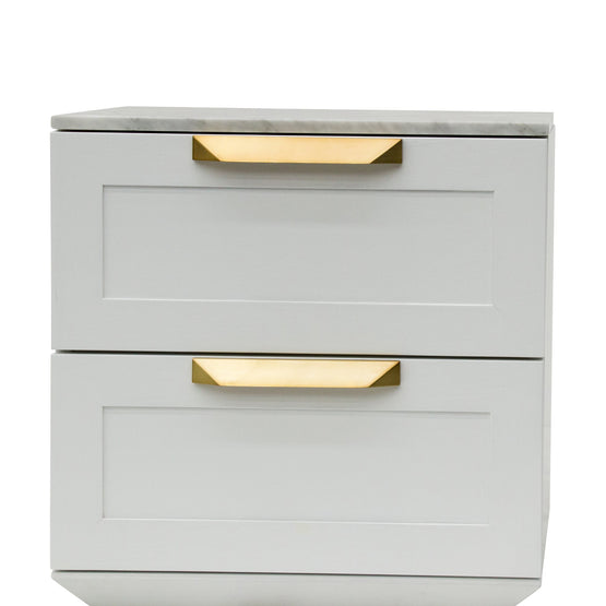 Nelda Bedside Table - White with Marble Top Bedside Table Century-Core   