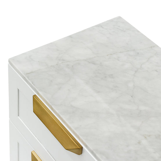 Nelda Bedside Table White with Marble Top Interior Secrets
