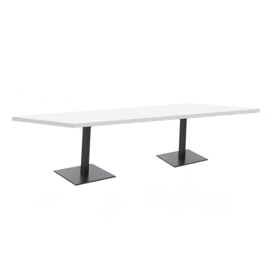 Scope 2.4m Boardroom Rectangular Office Table - White Top with Black Legs Boardroom Table Dee Kay-Local   