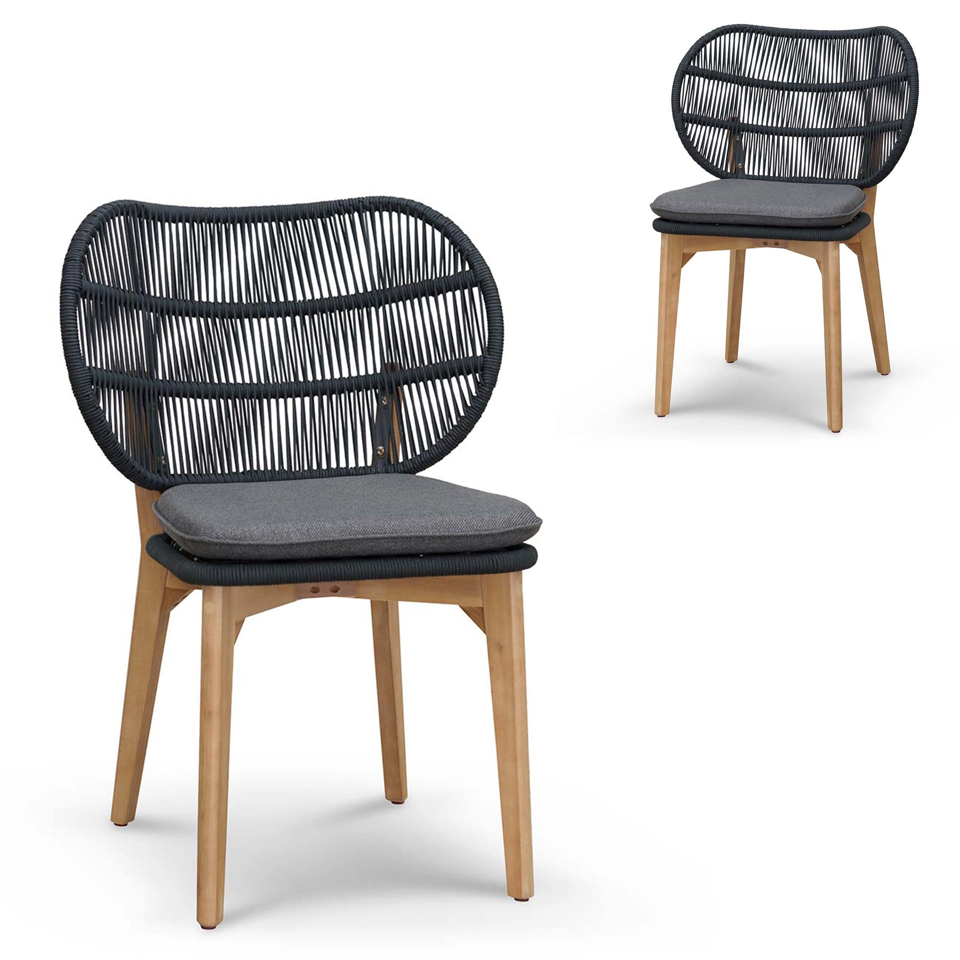 Set of 2 - Jorge Outdoor Dining Chair - Anthracite Grey Cushion