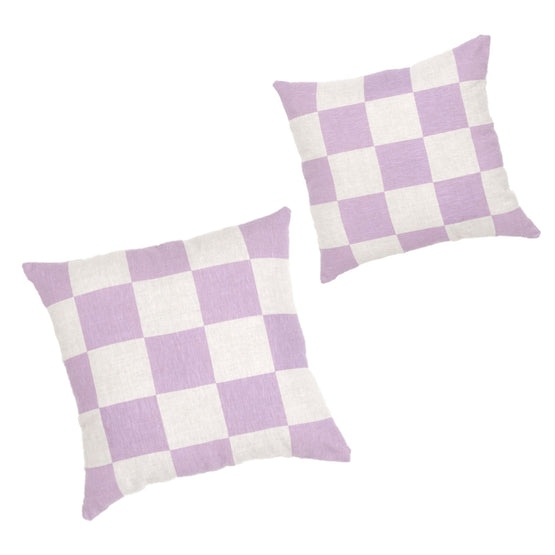 Set of 2 - Check 40cm Square Cushion - Lavender CU7489-WAx2