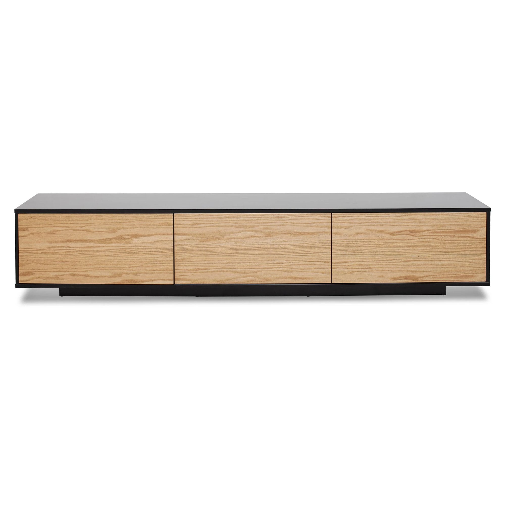 Letty 2.3m Wooden Entertainment Unit - Black with Natural Drawers