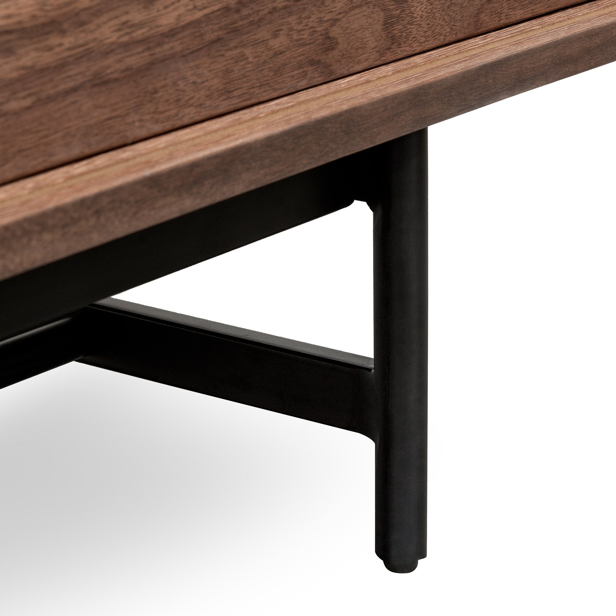 Ex- Display - Christie 2.1m Walnut Wooden TV Entertainment Unit - Black legs KD-Core