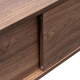Ex- Display - Christie 2.1m Walnut Wooden TV Entertainment Unit - Black legs KD-Core