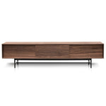 Ex- Display - Christie 2.1m Walnut Wooden TV Entertainment Unit - Black legs KD-Core