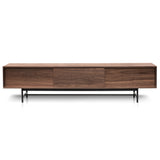 Ex- Display - Christie 2.1m Walnut Wooden TV Entertainment Unit - Black legs KD-Core