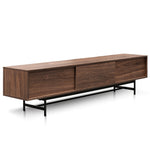 Ex- Display - Christie 2.1m Walnut Wooden TV Entertainment Unit - Black legs KD-Core