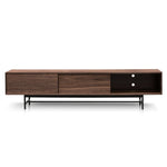 Ex- Display - Christie 2.1m Walnut Wooden TV Entertainment Unit - Black legs KD-Core