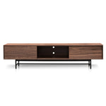 Ex- Display - Christie 2.1m Walnut Wooden TV Entertainment Unit - Black legs KD-Core