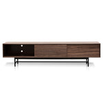 Ex- Display - Christie 2.1m Walnut Wooden TV Entertainment Unit - Black legs KD-Core