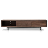 Ex- Display - Christie 2.1m Walnut Wooden TV Entertainment Unit - Black legs KD-Core