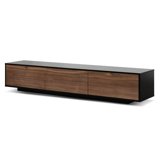 Letty 2.3m Wooden Entertainment Unit - Black with Walnut Drawers TV6600-BB