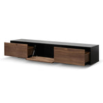 Letty 2.3m Wooden Entertainment Unit - Black with Walnut Drawers TV6600-BB