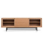 Sergio 2.1m Wooden Entertainment TV Unit - Natural with Flute Glass Door TV/Entertainment Unit KD-Core   