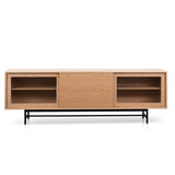 Sergio 2.1m Wooden Entertainment TV Unit - Natural with Flute Glass Door TV/Entertainment Unit KD-Core   