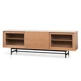 Sergio 2.1m Wooden Entertainment TV Unit - Natural with Flute Glass Door TV/Entertainment Unit KD-Core   