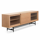 Sergio 2.1m Wooden Entertainment TV Unit - Natural with Flute Glass Door TV/Entertainment Unit KD-Core   
