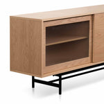 Sergio 2.1m Wooden Entertainment TV Unit - Natural with Flute Glass Door TV/Entertainment Unit KD-Core   
