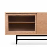 Sergio 2.1m Wooden Entertainment TV Unit - Natural with Flute Glass Door TV/Entertainment Unit KD-Core   