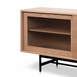 Sergio 2.1m Wooden Entertainment TV Unit - Natural with Flute Glass Door TV/Entertainment Unit KD-Core   