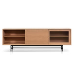 Sergio 2.1m Wooden Entertainment TV Unit - Natural with Flute Glass Door TV/Entertainment Unit KD-Core   