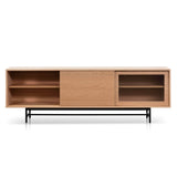 Sergio 2.1m Wooden Entertainment TV Unit - Natural with Flute Glass Door TV/Entertainment Unit KD-Core   