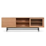 Sergio 2.1m Wooden Entertainment TV Unit - Natural with Flute Glass Door TV/Entertainment Unit KD-Core   
