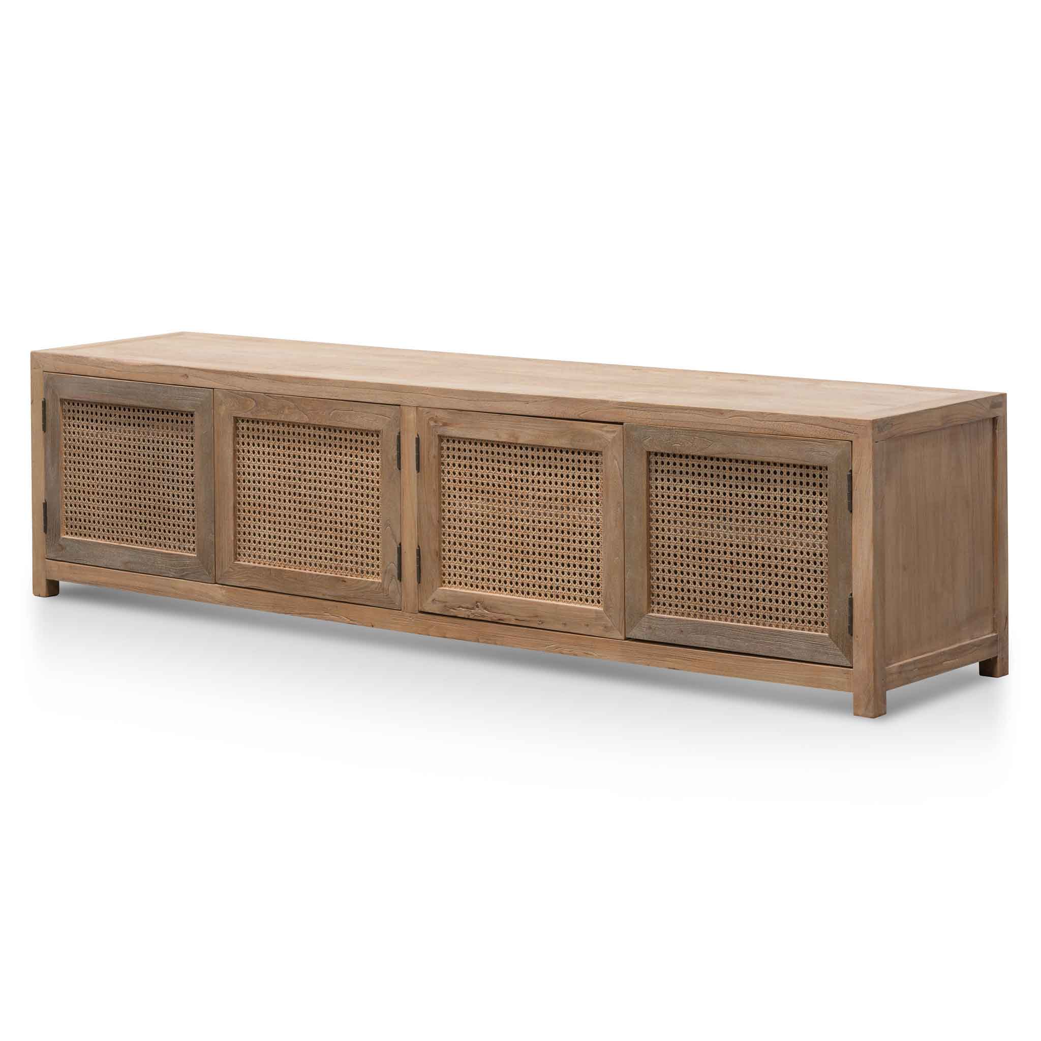 Tapia 2m TV Entertainment Unit - Natural with Rattan Doors TV/Entertainment Unit Reclaimed-Core   