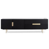 Ex Display - Erwin 1.8m Matte Black TV Entertainment Unit - Brass Legs and Handle TV/Entertainment Unit Iggy-Core   