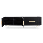Ex Display - Erwin 1.8m Matte Black TV Entertainment Unit - Brass Legs and Handle TV/Entertainment Unit Iggy-Core   